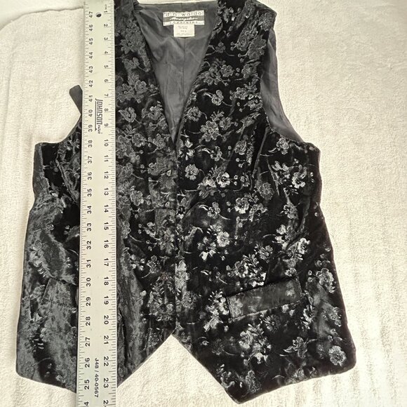 D.B. Waldo Separates Womens Floral Black Velvet Vest Medium Waistcoat Jacket - Picture 7 of 8